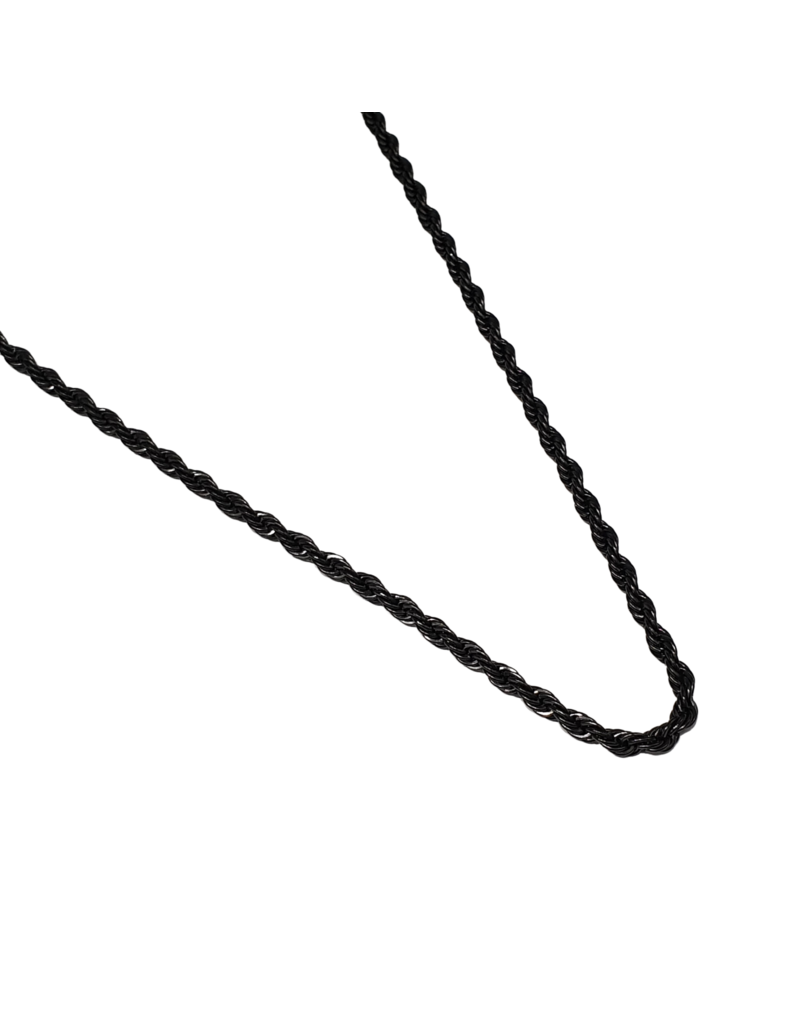 STD0024- Black, Steel 3Mm X 60Cm Rope Necklace