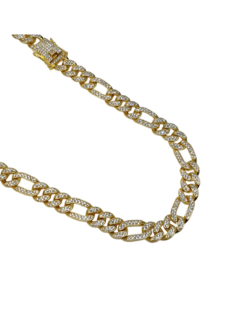 STD0032- Gold Linked 20 Inch Full Stone Necklace
