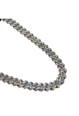 STD0038- Silver , Mother Of Pearl Crystal Slink 20 Inch Necklace
