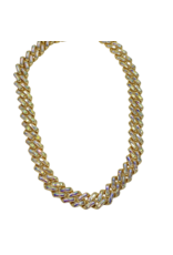 STD0034- Gold, Mother Of Pearl Crystal 20 Inch Necklace