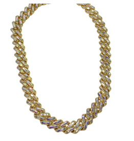 STD0034- Gold, Mother Of Pearl Crystal 20 Inch Necklace
