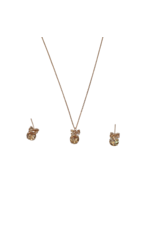 SSA0002- Rose Gold Bow/Drop Stone Necklace & Earring Set