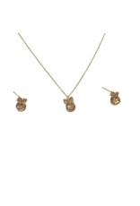 SSA0004- Gold Bow/Drop Stonenecklace & Earring Set