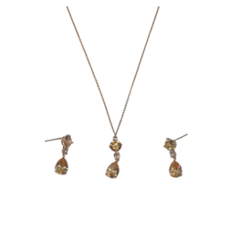 SSA0007- Rose Gold Drop Circle/Ovalnecklace & Earring Set