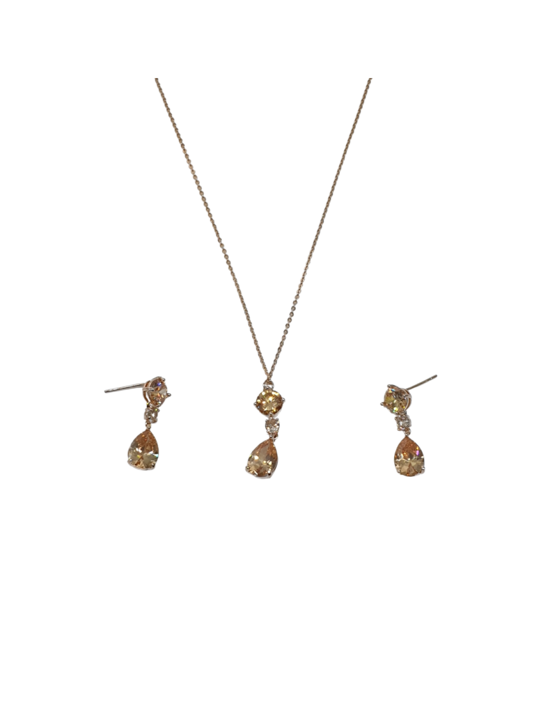 SSA0007- Rose Gold Drop Circle/Ovalnecklace & Earring Set