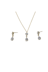 SSA0008- Gold Drop Circle/Oval Necklace & Earring Set