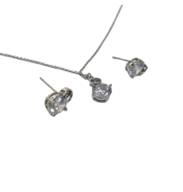 SSA0018- Silver Circles Necklace & Earring Set