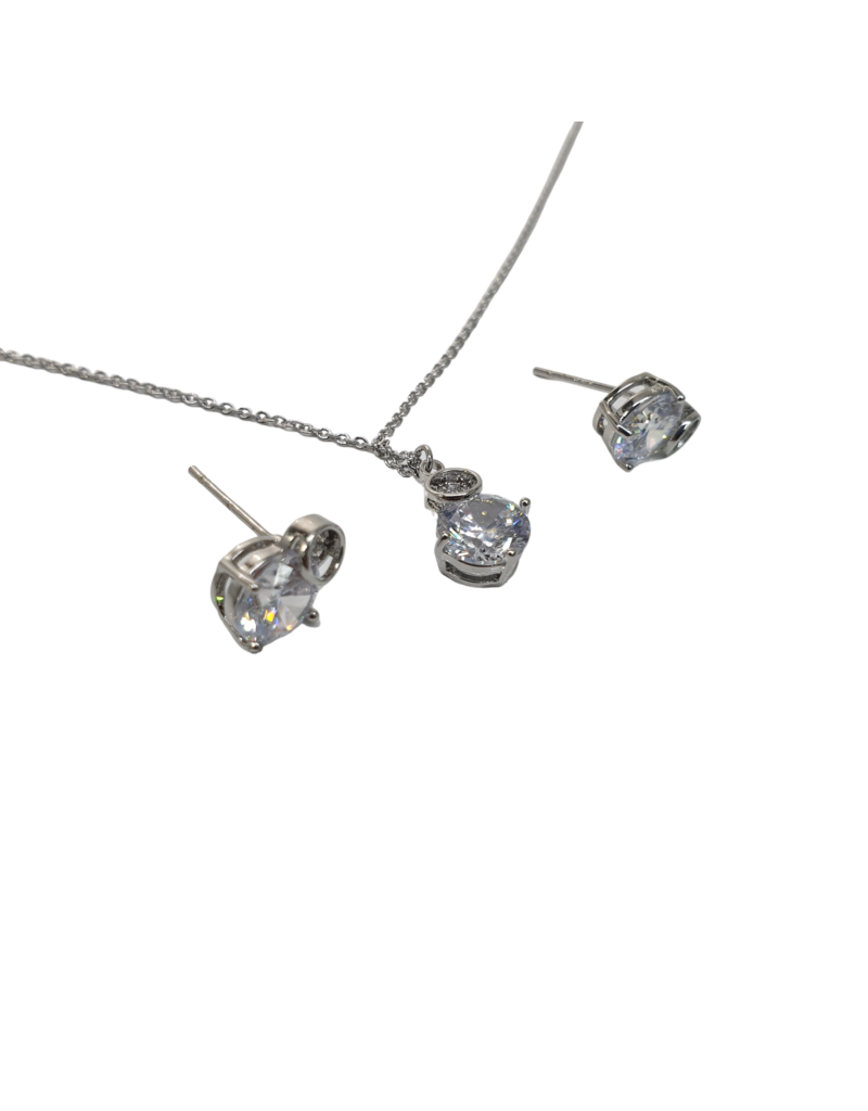 SSA0018- Silver Circles Necklace & Earring Set