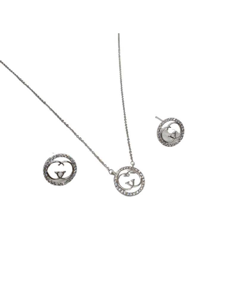 SSA0054- Silver  Necklace & Earring Set