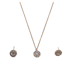SSA0056- Rose Gold Circle Multi Stones Necklace & Earring Set