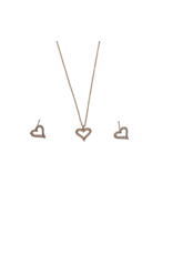 SSA0060- Rose Gold Heart Necklace & Earring Set