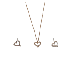 SSA0060- Rose Gold Heart Necklace & Earring Set