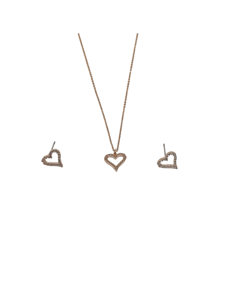 SSA0060- Rose Gold Heart Necklace & Earring Set