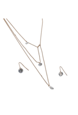 SSA0062- Rose Gold Triple Chain Necklace & Earring Set