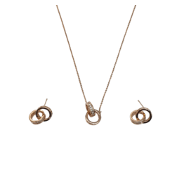 SSA0064- Rose Gold Double Ring Necklace & Earring Set