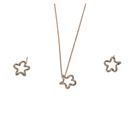 SSA0067- Rose Gold Twirly Star Necklace & Earring Set