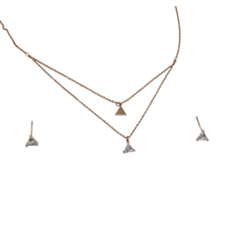 SSA0069- Rose Gold Triangles Necklace & Earring Set