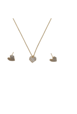 SSA0070- Gold Heart Necklace & Earring Set