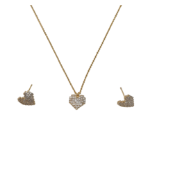 SSA0070- Gold Heart Necklace & Earring Set
