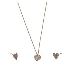 SSA0071- Rose Gold Heart Necklace & Earring Set