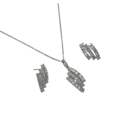 SSA0072- Silver  Necklace & Earring Set