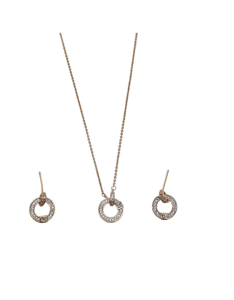 SSA0075- Rose Gold  Necklace & Earring Set