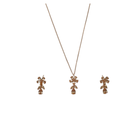 SSA0023- Rose Gold Flower Dropnecklace & Earring Set