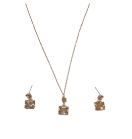 SSA0026- Gold Rect Dropnecklace & Earring Set