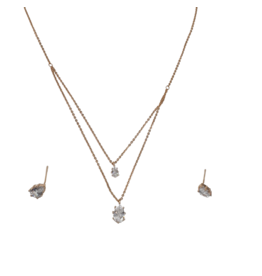 SSA0034- Rose Gold Leaf Necklace & Earring Set