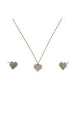 SSA0042- Gold Heart Necklace & Earring Set