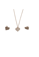 SSA0043- Rose Gold Heart Necklace & Earring Set
