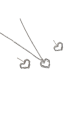 SSA0044- Silver Heart Necklace & Earring Set