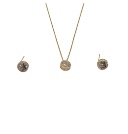 SSA0047- Gold Circlef Necklace & Earring Set
