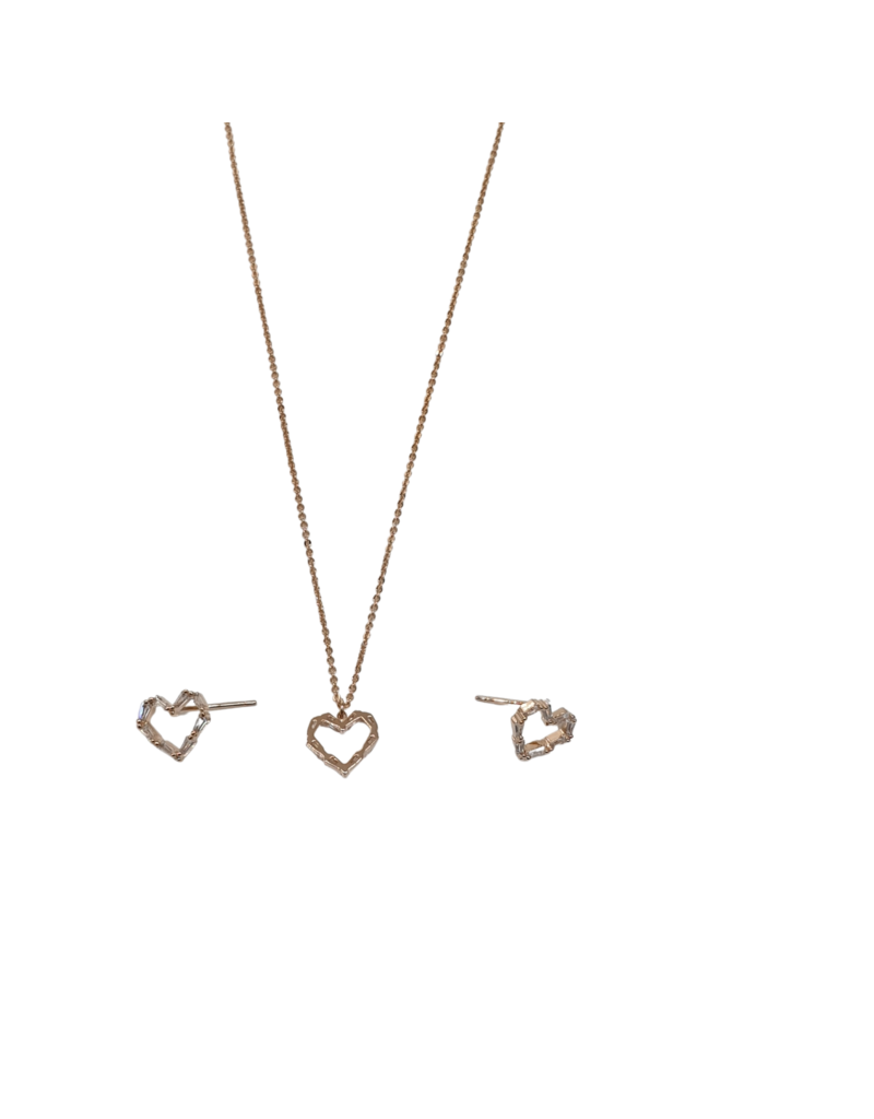 SSA0046- Rose Gold Heart Necklace & Earring Set