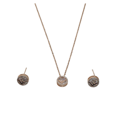 SSA0048- Rose Gold Circlef Necklace & Earring Set