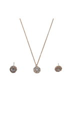 SSA0056- Rose Gold Circle Multi Stones Necklace & Earring Set
