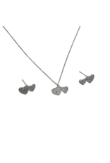 SSA0058- Silver Double Heart Necklace & Earring Set