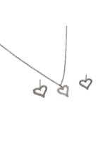 SSA0061- Silver Heart Necklace & Earring Set