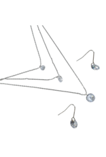 SSA0063- Silver Triple Chain Necklace & Earring Set