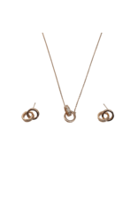 SSA0064- Rose Gold Double Ring Necklace & Earring Set