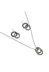 SSA0065- Silver Double Ring Necklace & Earring Set