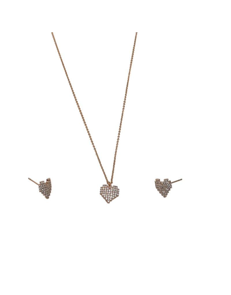 SSA0071- Rose Gold Heart Necklace & Earring Set