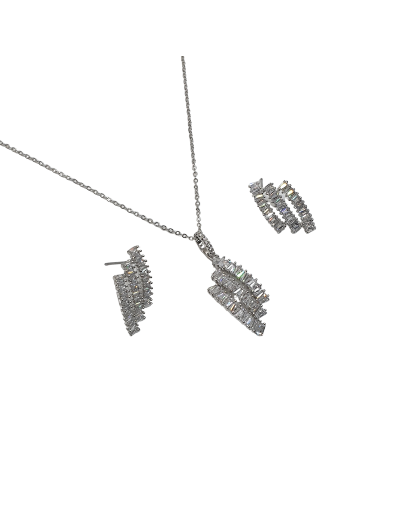 SSA0072- Silver  Necklace & Earring Set