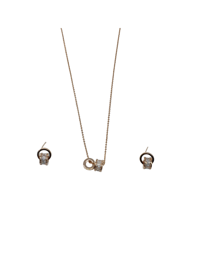 SSA0076- Rose Gold Rings Necklace & Earring Set