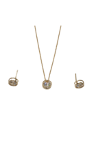 SSA0077- Gold Circle/Eiffel Tower Necklace & Earring Set