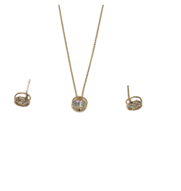 SSA0077- Gold Circle/Eiffel Tower Necklace & Earring Set