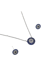SSA0079- Silver Evil Eye Necklace & Earring Set