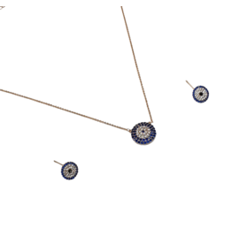 SSA0080- Rose Gold Evil Eye Necklace & Earring Set