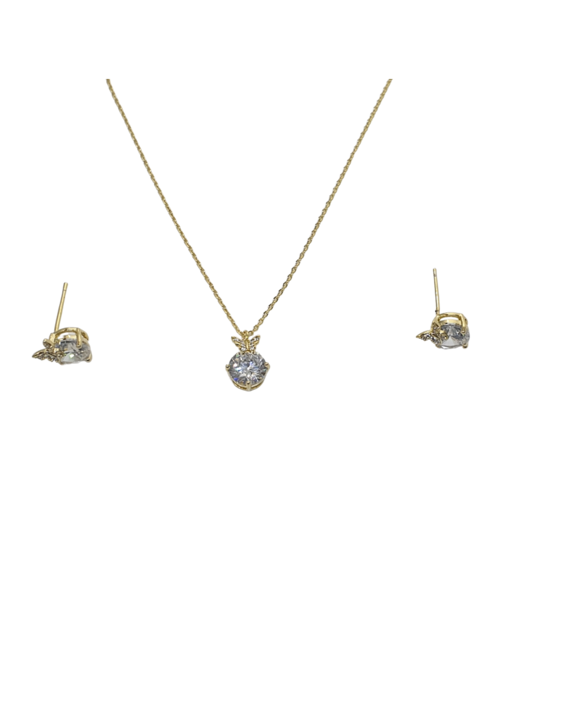 SSA0014- Gold Butterfly Circle Necklace & Earring Set