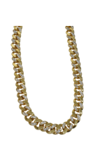 STD0017- Gold, Cuban Link Half Stone Necklace